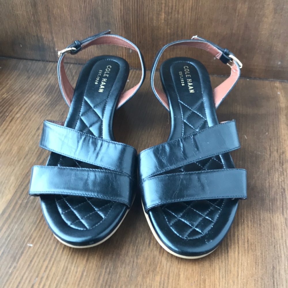 Cole Haan Black Wedge Sandal 5.5